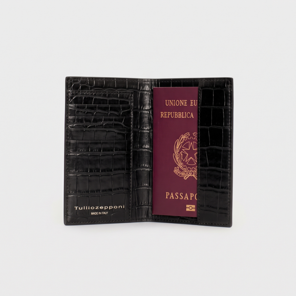Porta passaporto stampa coccodrillo