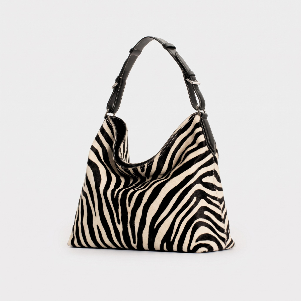 Borsa Hobo Soft Anna grande stampa zebra nero - Tullio Zepponi