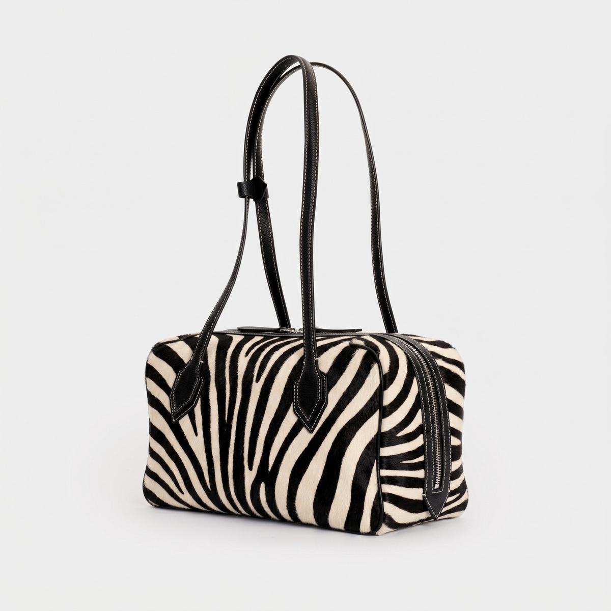 Borsa Bowling Anna grande stampa zebra nero - Tullio Zepponi